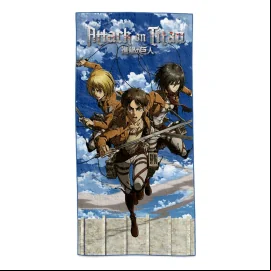 Attack on Titan serviette de bain Eren, Mikasa & Armin 150 x 75 cm 