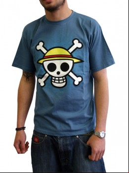 Manga - Manhwa - One Piece - T-shirt Skull With Map Stone Blue Homme - ABYstyle